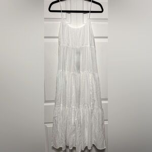 J. Crew White Tiered Midi Dress